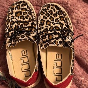 Hey dudes size Y2 US size 1 UK. Brand new. Never worn